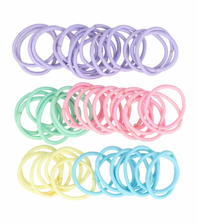 Haarelastieken Dun Klein 50 Stuks 2cm Pastel Groen Blauw Roze Paars Geel