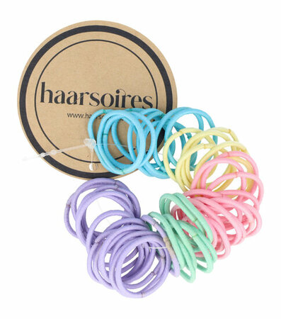 Haarelastieken Dun Klein 50 Stuks 2cm Pastel Groen Blauw Roze Paars Geel