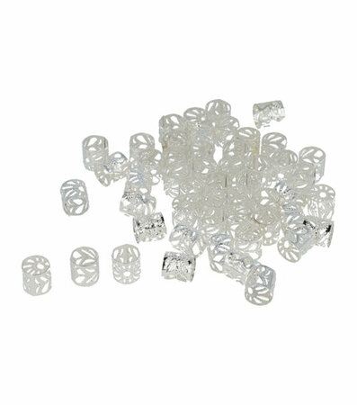 Haarringen Dreadlock Cuffs Opengewerkt Fantasie Ster 1cm Zilver