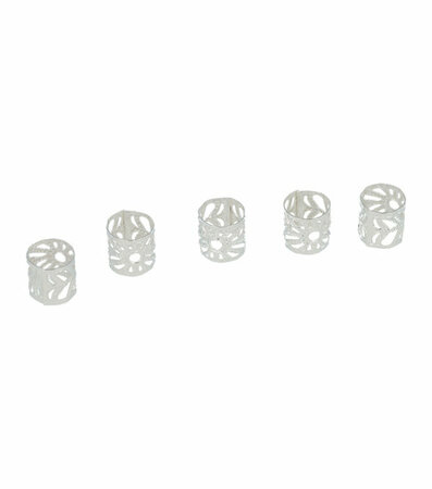 Haarringen Dreadlock Cuffs Opengewerkt Fantasie Ster 1cm Zilver
