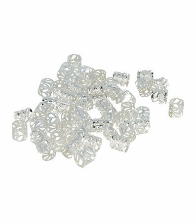 Haarringen Dreadlock Cuffs Opengewerkt Fantasie Ster 1cm Zilver
