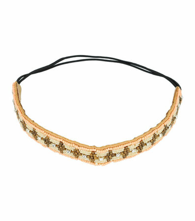 Haarband Kraaltjes Patroon Strass Bruin Roze Creme