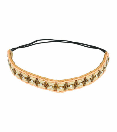 Haarband Kraaltjes Patroon Strass Bruin Roze Creme