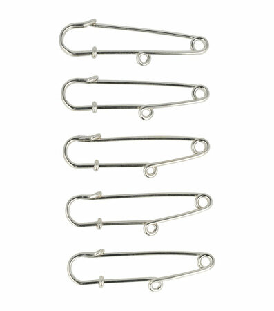 Haarspeld Kiltspeld Broche Oogje 5cm Zilver 5 Stuks