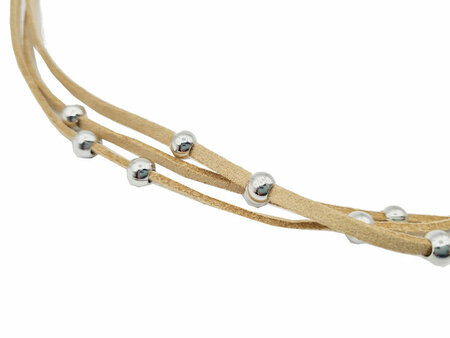 Haarband Veter Kralen Zilver Beige