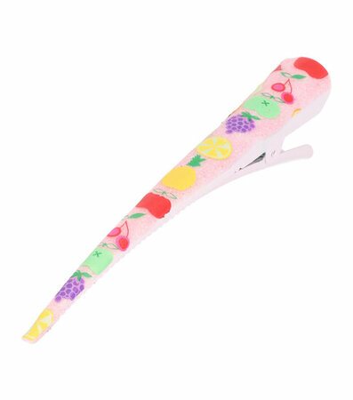 Haarspeld Duckklem Fruit Print 13cm Roze