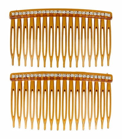 Haarspeld Haarkam 1 Rij Strass Steentjes 8cm Bruin