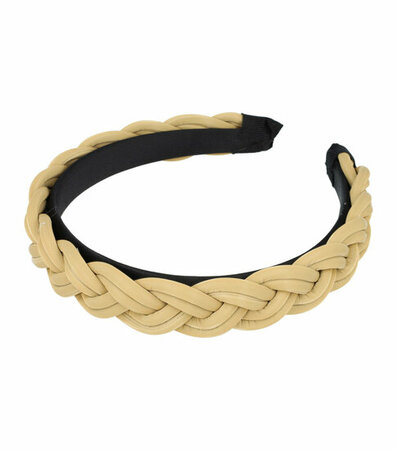 Haarband Diadeem Gevlochten Imitatie Leder Beige