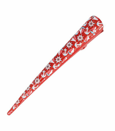 Haarspeld Duckklem Maritiem Patroon 13cm Rood