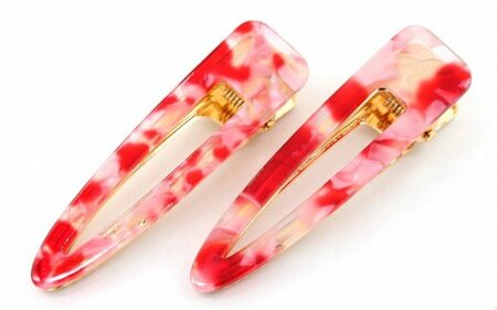Haarspeld Duckklem Marmer Print Rond Rood