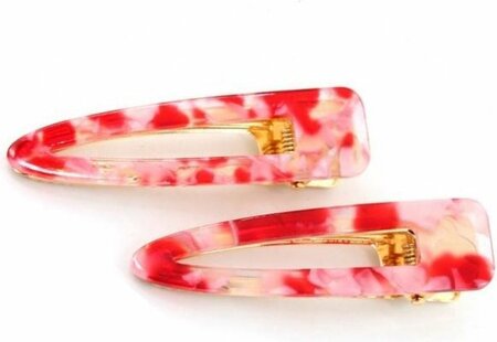 Haarspeld Duckklem Marmer Print Rond Rood