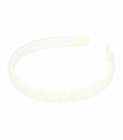 Haarband Diadeem Parel Kralen Streep Patroon Wit