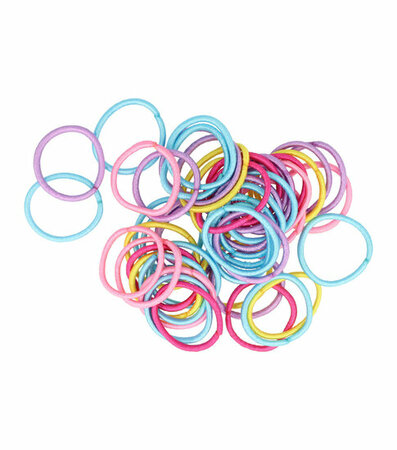 Haarelastieken Dun Klein 50 Stuks 2cm Felle Kleuren Roze Paars Geel Blauw