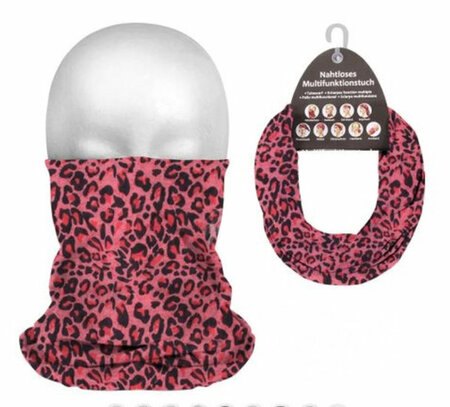 Haarband Multifunctioneel Panter Print Zwart Roze Rood