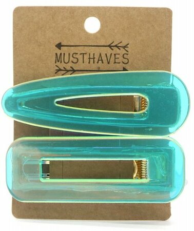 Haarspeld Duckklem Glans Transparant Blauw