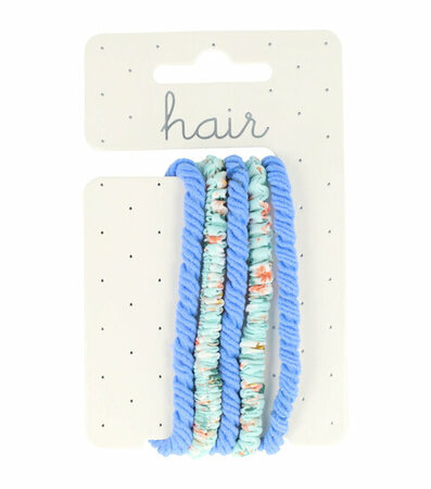 Haarelastieken Ribbel 5 Stuks Effen Print Blauw