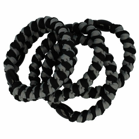 Haarelastieken Hair Tie Armband Streep Patroon Zwart Grijs