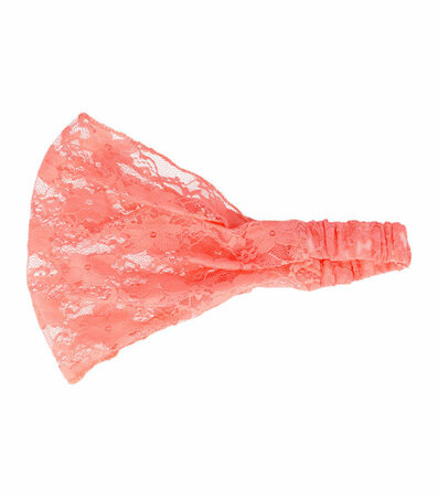 Haarband Kant Patroon Stof Zalm Roze