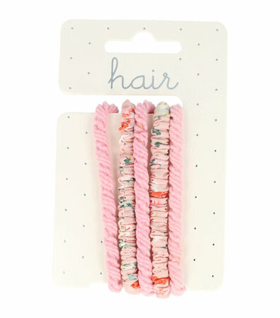 Haarelastieken Ribbel 5 Stuks Effen Print Roze