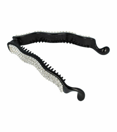 Haarspeld Bananenklem Wave Strass Steentjes Zwart