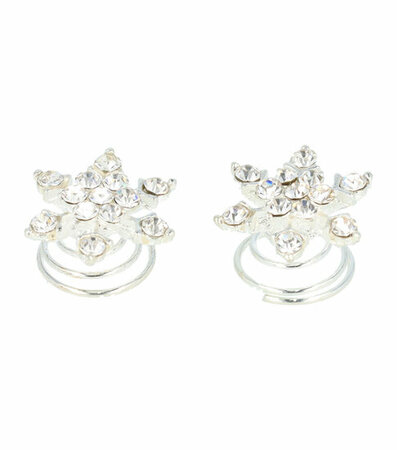 Curlies Strass IJs Bloem Zilver