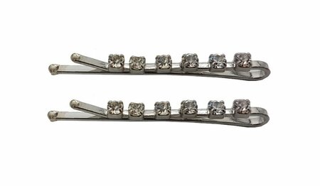 Schuifspeldjes 6 Strass Steentjes Zilver