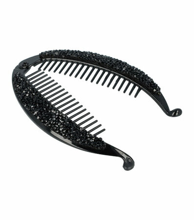 Haarspeld Bananenklem 14cm Glitter Steentjes Zwart