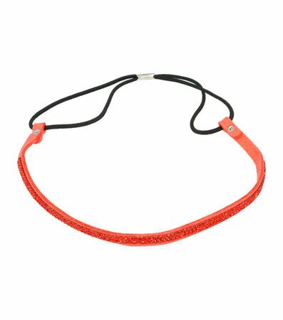 Haarband Smal Glitter Steentjes 2 Rijen Rood