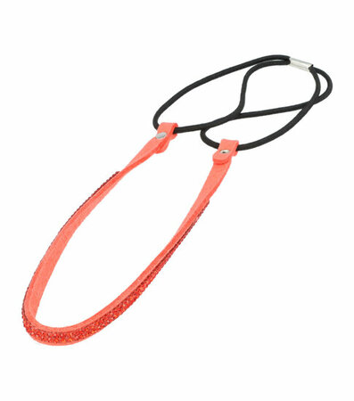 Haarband Smal Glitter Steentjes 2 Rijen Rood