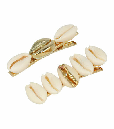 Haarspeld Duckklem Schelpen Goud Creme