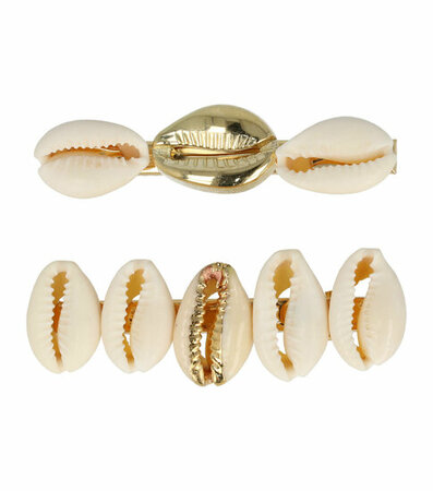 Haarspeld Duckklem Schelpen Goud Creme