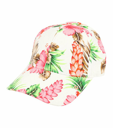 Cap Tropische Bloemen Patroon Maat 54cm - 58cm Color Wit Pet Baseball Model
