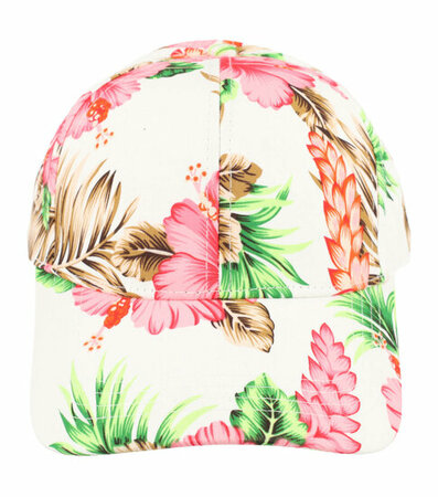 Cap Tropische Bloemen Patroon Maat 54cm - 58cm Color Wit Pet Baseball Model