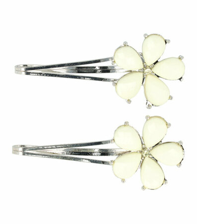 Haarspeld Schuifspeldjes Bloem Pastel Zilver Geel