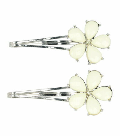 Haarspeld Schuifspeldjes Bloem Pastel Zilver Geel