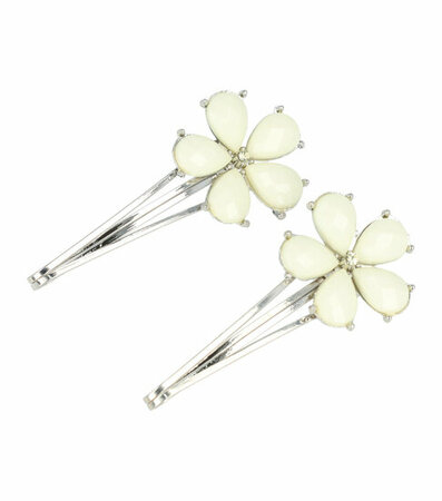Haarspeld Schuifspeldjes Bloem Pastel Zilver Geel