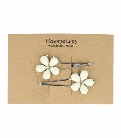 Haarspeld Schuifspeldjes Bloem Pastel Zilver Geel