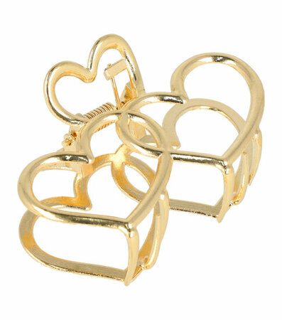 Haarspeld Klem Open Dubbel Hart Vorm Metaal 7cm Goud