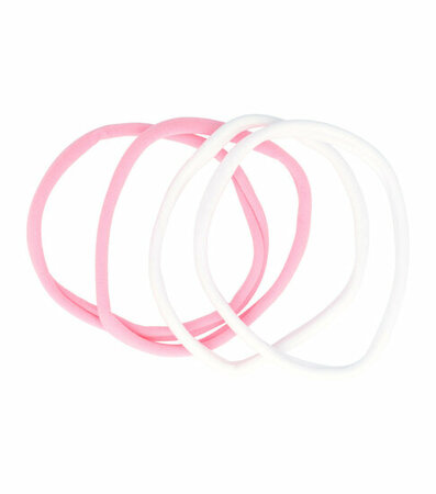 Haarband Elastiek Sport Endless Nylon 4 Stuks Duo Roze Wit