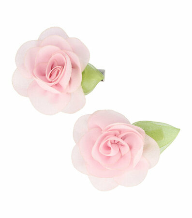 Haarspeld Duckklem Bloem Blaadje 5cm Stof Licht Roze