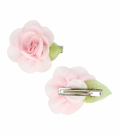 Haarspeld Duckklem Bloem Blaadje 5cm Stof Licht Roze
