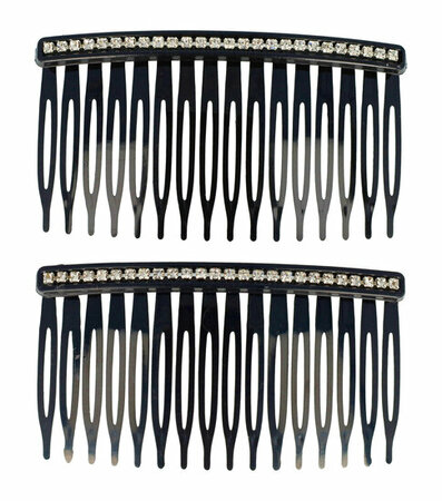 Haarspeld Haarkam 1 Rij Strass Steentjes 8cm Zwart