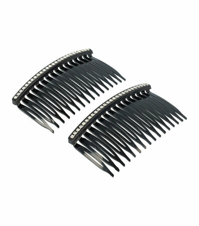 Haarspeld Haarkam 1 Rij Strass Steentjes 8cm Zwart