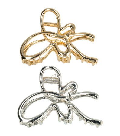 Haarklemmen Set Open Vlinder Vorm Metaal 10cm Goud Zilver 2 Stuks