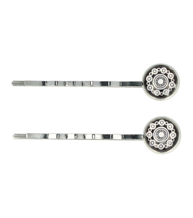 Schuifspeldjes Cirkel Vorm Vintage Patroon Wit Zwart
