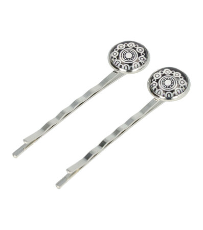 Schuifspeldjes Cirkel Vorm Vintage Patroon Wit Zwart