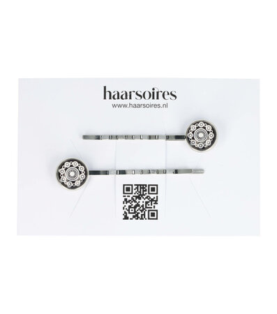 Schuifspeldjes Cirkel Vorm Vintage Patroon Wit Zwart