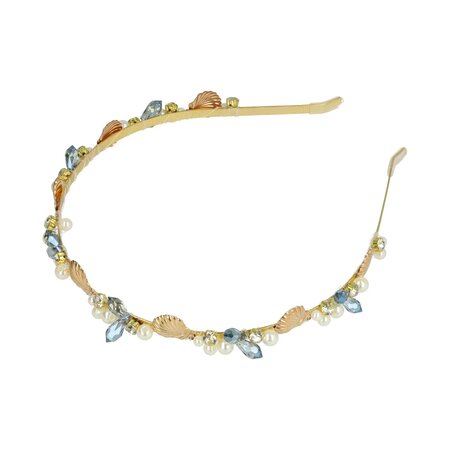 Diadeem Facet Parel Kralen Schelp Strass Grijs Goud Wit