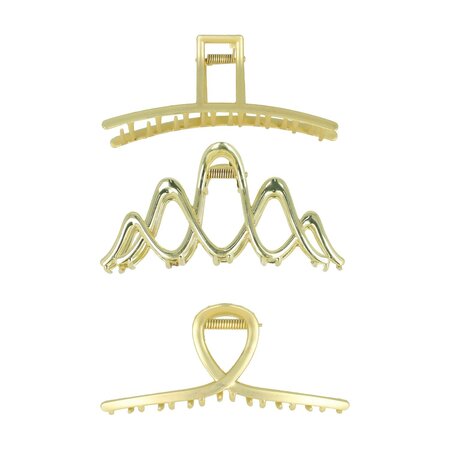 Haarklemmen Set XL Metaal Wave Recht Fantasie Goud