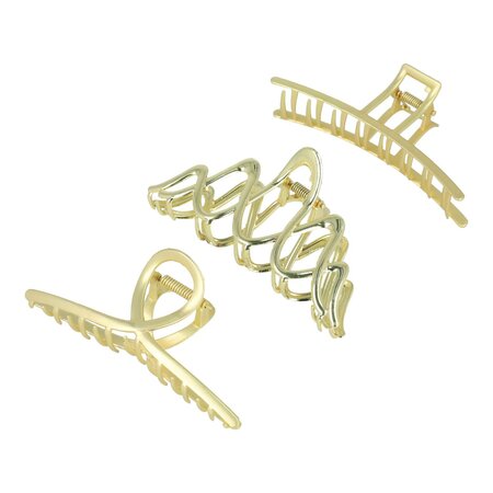 Haarklemmen Set XL Metaal Wave Recht Fantasie Goud